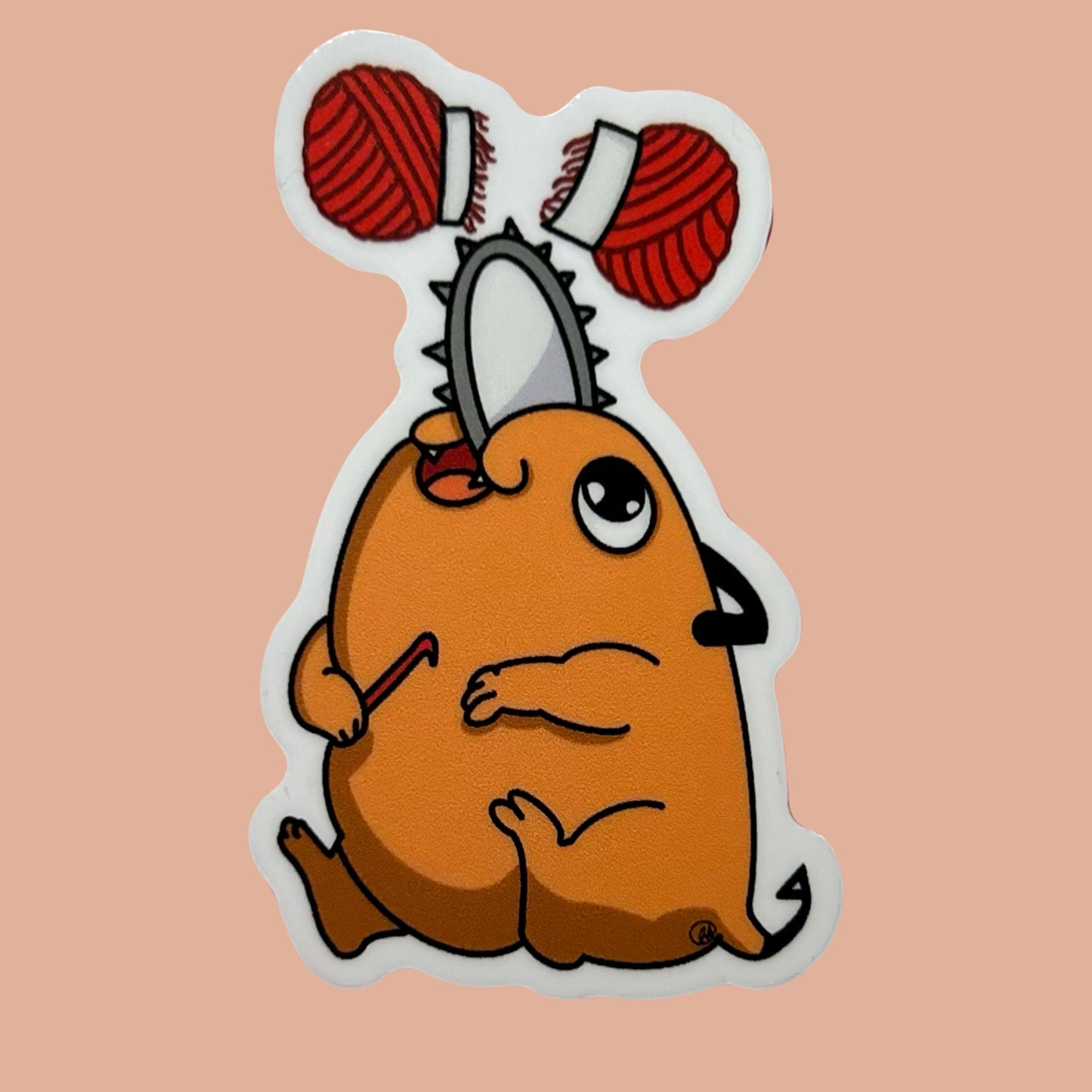 chainsaw dog sticker and keychain