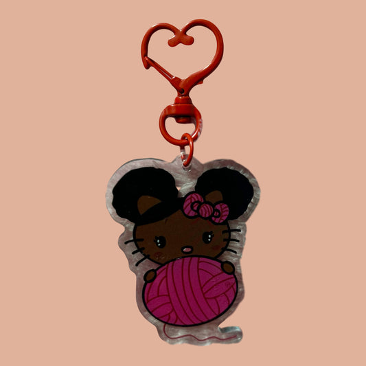 black girl kitty sticker and keychain