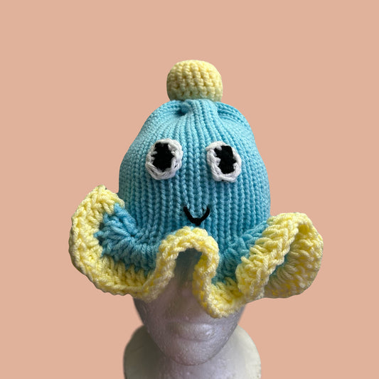 baby blue ruffle hat