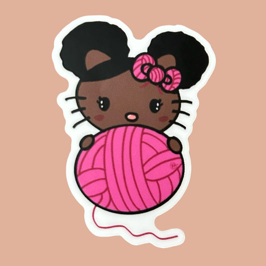 black girl kitty sticker and keychain