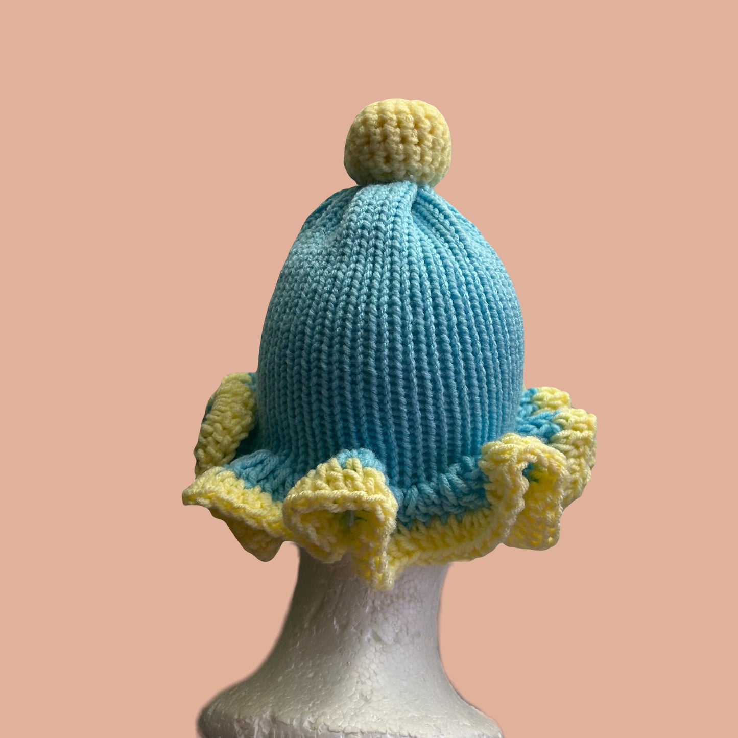 baby blue ruffle hat