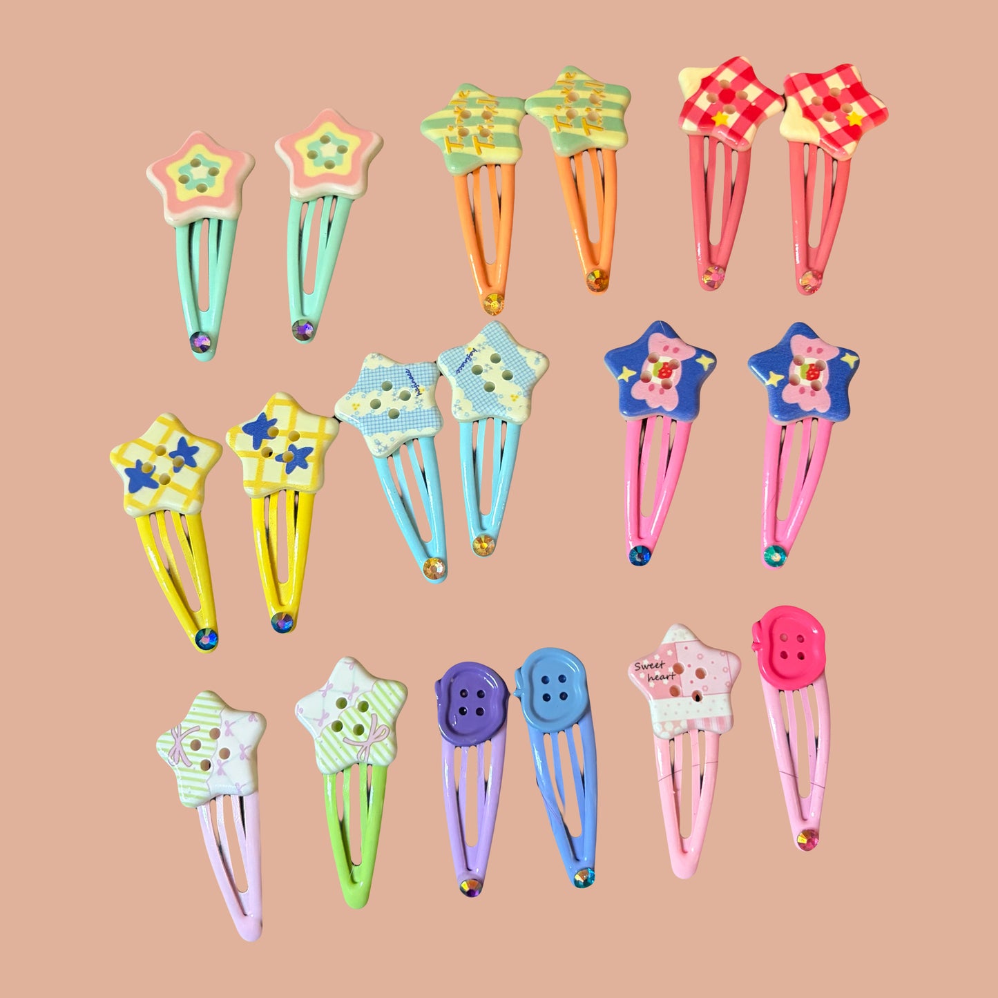 button hair clips